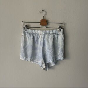 Marine Layer 100% Silk Shorts in Tie Dye light blue Small